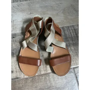 Strappy Flat Sandals Size 6 Brown Gold‎ Slip On Casual Comfort Shoes Boho Chic thumbnail 5
