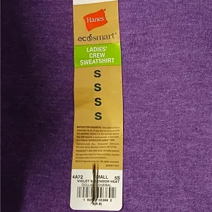 Hanes EcoSmart Womens Sweatshirt Sz Small Purple Crew Neck Pullover Cozy Sweater thumbnail 5