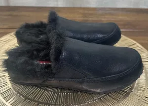 Sorel Go - Errand Run Women's Slippers Size 6 Black Leather & Faux‎ Fur EUC thumbnail 1