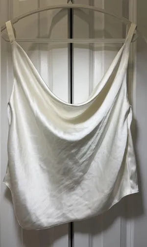 ZARA Ivory Satin Effect Cowl Neck Camisole Tank Womens Top Size S thumbnail 1