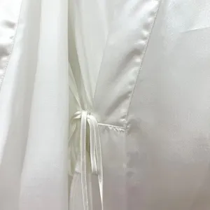 Morgan Taylor Ivory Satin Bridal Robe Size S Maxi Embroidered Sleeves Boudoir thumbnail 9