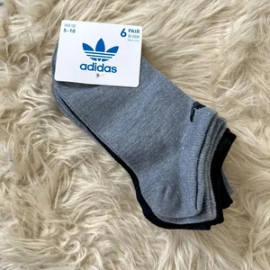 NWT 6-pair pack of gray black Adidas no-show socks Size 5 - 10 thumbnail 2