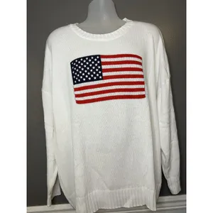 Wild Fable Sweater Womens Plus 2X White American Flag USA Graphic Knit Pullover thumbnail 2