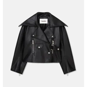 Nanushka Ado Regenerated Leather Biker Jacket‎ Black Espresso XS thumbnail 15