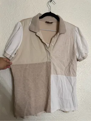 Tuckernuck Sandstone Colorblock Pique Puff Sleeve Peggy Polo Shirt Size M thumbnail 5