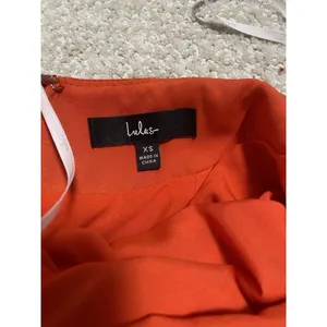 Lulus Women’s Chiffon Mini Shift Dress Sleeveless Sz XS Orange Nautical Zip ￼ thumbnail 6