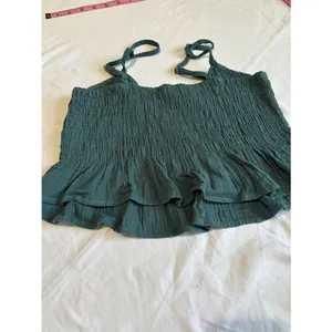 Forever 21 Teal Smocked Peplum Cami Top Adjustable Straps Boho Y2K Small thumbnail 5