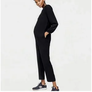 Hatch x J. Crew Women's Button Up Maternity Long Sleeve Jumpsuit Black Sz 0 thumbnail 3