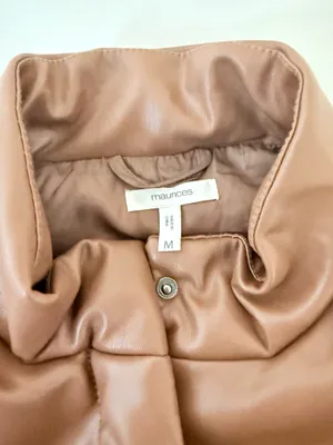 Maurices Faux Leather Vest Cognac Brown Collared Puffer thumbnail 7