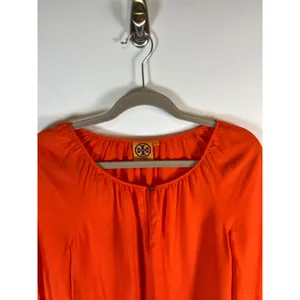 Tory Burch Orange 100% Silk Long Sleeve Blouse Top Style 11111168 Womens‎ Size 2 thumbnail 4
