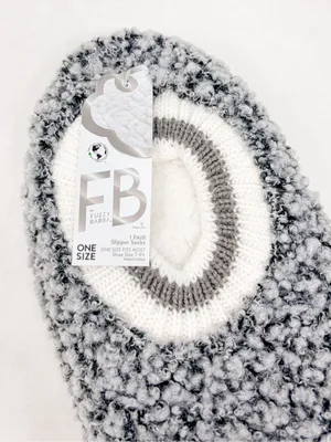 NWT Fuzzy Babba Women's Faux Fur Slipper Socks with Cuffs 1-Pack Gray One Size thumbnail 2