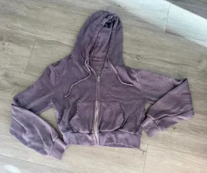 John Galt Brandy Melville Purple Cropped Zip-Up Hoodie thumbnail 4