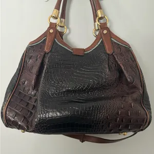 Brahmin Elisa Hobo‎ Sachel Bag Croc Embossed Leather Charm & Tassel thumbnail 7