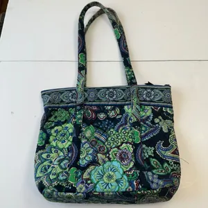 Vera Bradley Tote‎ Bag Quilted Floral Lightweight Travel Carry On Green thumbnail 5