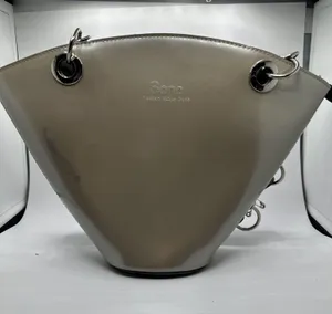 Sono London Tokyo Paris Grey Patent Fan Shaped Chain Shoulder Bag thumbnail 1