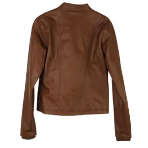 Y2k George Brown Faux Leather Moto Jacket Extra Small Women's Casual Jacket thumbnail 4