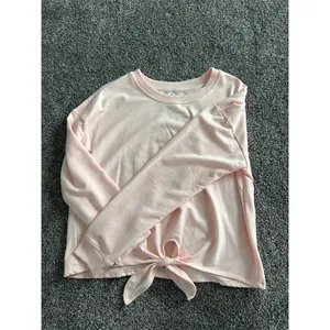 90 Degree by Reflex Sweatshirt Womens M Pink Tie-Front Crew Neck Pullover thumbnail 3