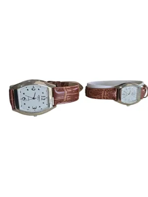 Anriya Milan Mens Womens Matching Watch Set Brown Leather Bands Vintage thumbnail 8