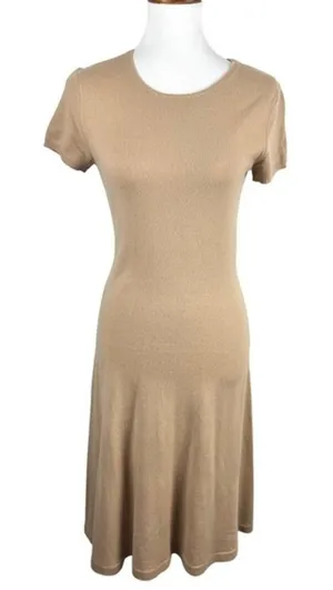 Ralph Lauren Cashmere Blend Short Sleeve Knit Sweater Dress Camel Tan M thumbnail 1