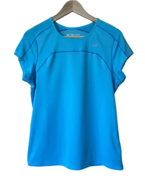 New Balance Fitted Turquoise Cap Sleeve Athletic Tee size large thumbnail 1
