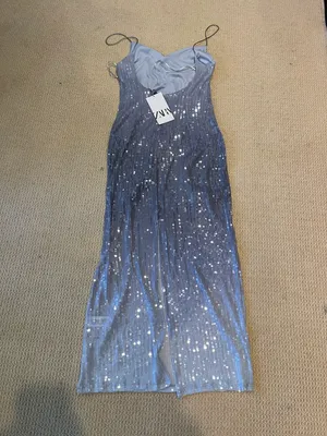 ZARA Ombré Sequins Spaghetti Strap Midi Dress Size XS thumbnail 8
