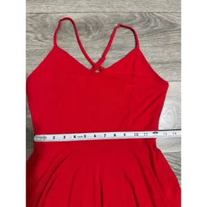 Forever 21 Red Skater Dress Small V-Neck Crisscross Back Mini Small Y2K Romantic thumbnail 4