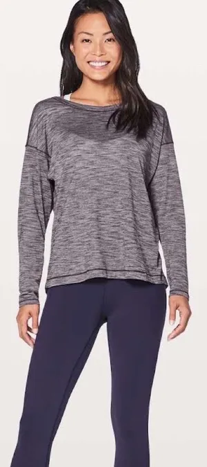 Lululemon Laced With Intent Long Sleeve Heathered Black Grape Size 2 EUC L2152 thumbnail 1