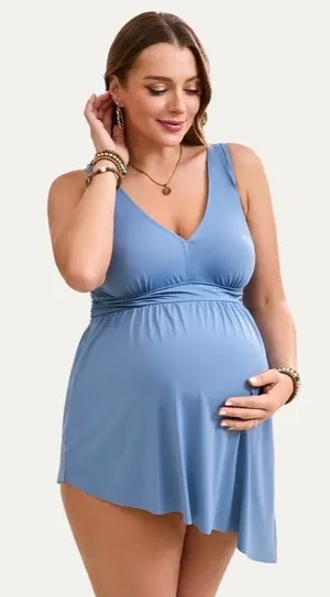  Maternity One Piece Swim Dress With Tie Side thumbnail 1
