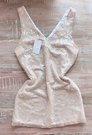 sequin mini dress Tan thumbnail 1