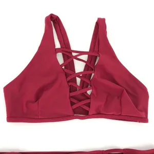 Strappy Criss Cross Bikini‎ Set Maroon Size S Red thumbnail 2