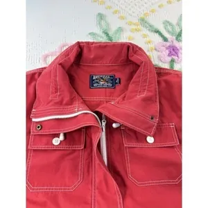 American Living Red Utility Jacket Belted Cotton XL White Stitching‎ Full Zip thumbnail 7