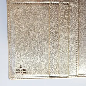 Gucci Abbey D-Ring Long Wallet GG‎ Monogram Canvas Metallic Gold thumbnail 4