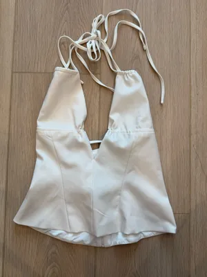 Outcast White Halter V-Neck Tank thumbnail 2