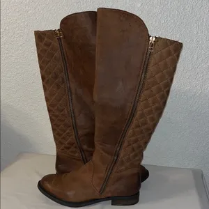 Steve Madden Brown Quilted Over the Knee Boots used good condition thumbnail 3