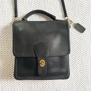 Coach Blue Leather Vintage Slim Station Shoulder Top Handle Flap Turn Lock Bag thumbnail 5