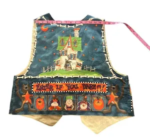 VINTAGE Women's Halloween Haunted House Reversible Quilted Handmade Vest Size XL thumbnail 8