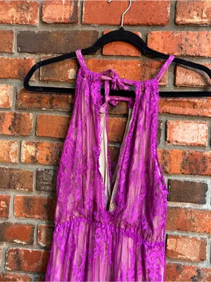 Strut & Bolt womens Marlowe lace halter maxi dress with nude lining magenta M thumbnail 7