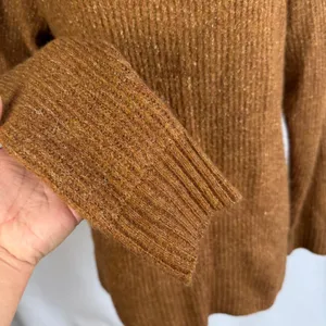 Nine West Metallic Sparkle Knit V Neck Long Sleeve‎ Sweater Brown Womens Small Minimalist thumbnail 3
