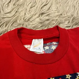 Handmade vintage fringe and beads American flag USA t-shirt large thumbnail 3