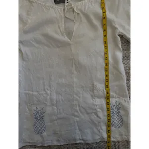 Reformation White 100% Linen Pineapple Embroidered Tunic Top Small Beach Coverup thumbnail 4