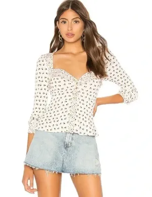 Free People NWOT Ivory Kissin Kate Top Size Large thumbnail 1