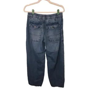 Barrel Jeans XS Low Slung Free People Maeve Oversized Trouser Wide Blue Boho thumbnail 10
