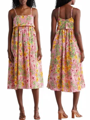 STITCHDROP Barbuda Floral Print Sleeveless Midi Dress NWT Sketch Peony XS thumbnail 2
