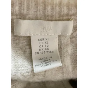 H&M Women's White Cable Knit Long Sleeve Crew Neck Loose Sweater Top Size XL thumbnail 5