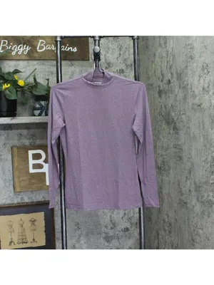 NWT 32 Degrees Mock-Neck Long-Sleeve Top Heather Fig Purple S thumbnail 2
