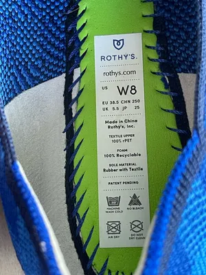 Rothy's Blue Knit Slip-On Flats with Green Insole thumbnail 11