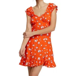 Free People‎ Like A Lady Printed Mini Dress In Orange size XS thumbnail 12