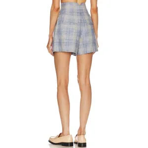 Veronica Beard Alicia Plaid High Rise Wool Linen Blend Shorts NWT Size 4 thumbnail 3