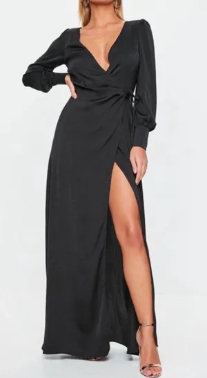 Missguided Satin Tie Waist Chic Maxi Dress thumbnail 1
