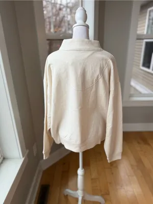 A New Day Ivory Cream Quarter-Zip Cowl Sweatshirt Sz XXL NEW thumbnail 3